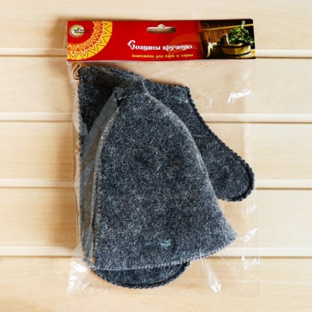 Set for the bath "Universal" hat, mitten-5