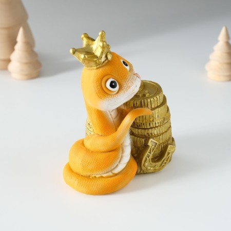 Piglite Polystone "Snake in a crown with coins" 8x6.5x10 cm-1