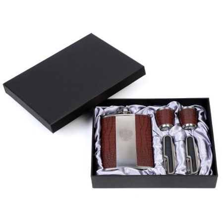 Gift set 5 in 1 "reptile": flask 240 ml, 2 knives 7V1, 2 glasses, 17 x 23 cm-1