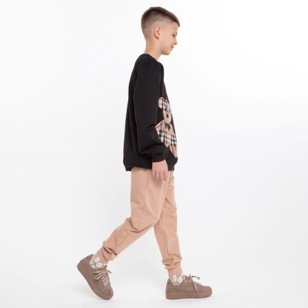Kit for children (sweatshirt, trousers), black/beige color, height 146 cm-1