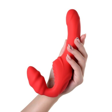 Rasmate Strapon Black & Red by Toyfa with vibration, red, 35 cm-3