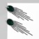 Earrings with rhinestones "Waterfall" oval, white-green color in silver