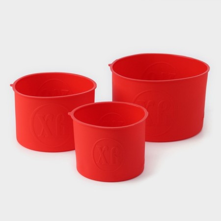 Forms for baking the cakes of the valve "Easter cakes", 3 pcs: 15.5/13/10 cm, red color red-1