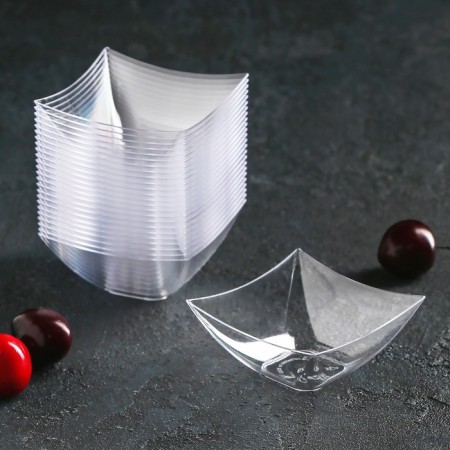 Plastic disposable shape for Square buffet, 90 ml, 7 × 7 cm, 25 pcs in packaging, color transparent color-3
