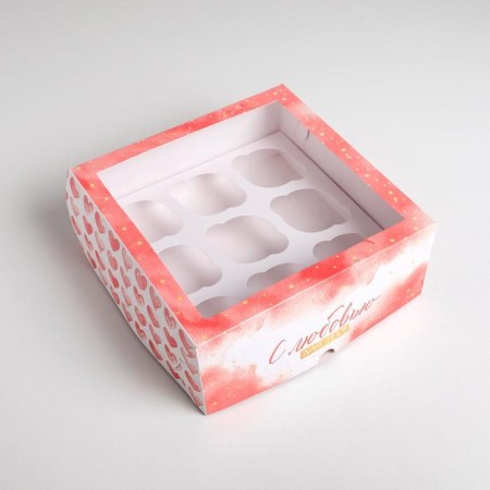 Capcake box, confectionery packaging, 9 cells "with love" 25 x 25 x 10 cm-2