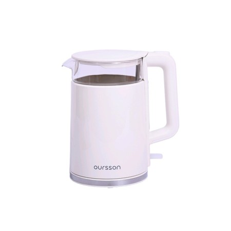 Electric kettle Oursson EK1732W/IV, plastic, glass flask, 1.7 l, 2200 watts, white-1