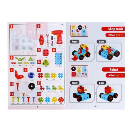 Designer in the Summary Mosaic suitcase, with an electric screwdriver, 40 models, 200 parts-10