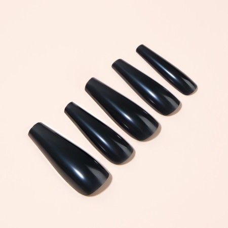 Patching nails, 24 pcs, ballerina shape, black color-1