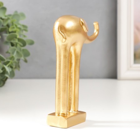 Souvenir Polystone "Golden Elephant with Long Legs" 3x9x12.5 cm-2
