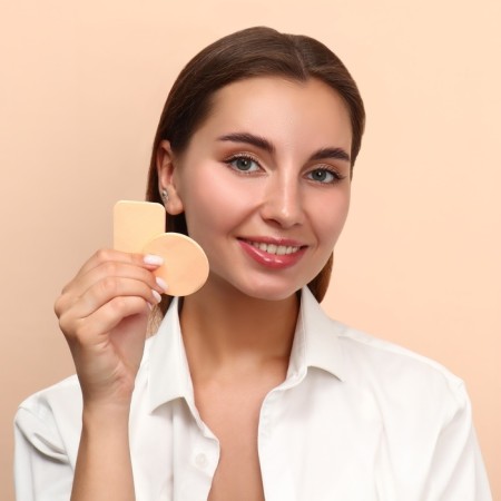 Makeup sponge, set - 2 pcs, beige color-6