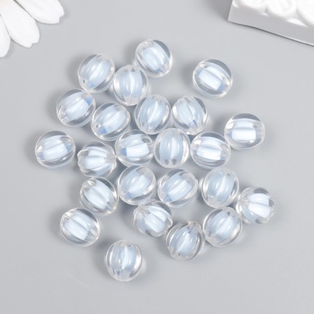 Plastic beads "Ball ribbed - inner color of blue" set of 20 g 1.2x1.1 cm-2