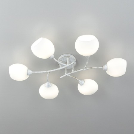Ceiling chandelier Citilux "Florida" CL148160, 80x55x14.5 cm, 6x60W, E14, white color-1