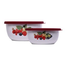 A set of 2 ceramic salad bowls with silicone covers, 0.6/1.2 l