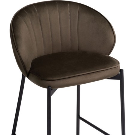 Haric Nile Metal/velor stool, black/chocolate 58x45x92 cm-4