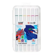 A set of markers, bilateral, bullet and beveled tips, 12 colors