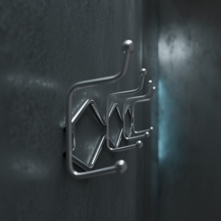 The hanger is wall -mounted on 4 double hook “Wave”, 29.5 × 14 × 7 cm, color chromium-6