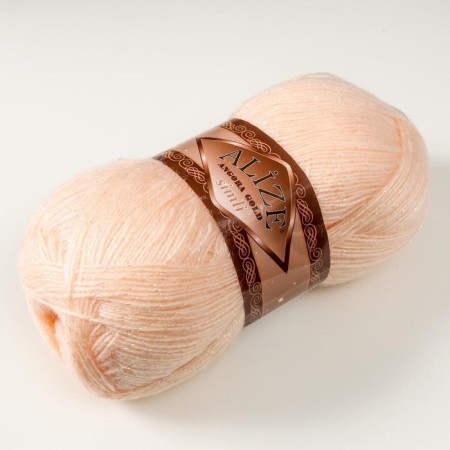 Yarn "Angora Gold Simli" 75% acrylic, 20% wool, 5% metallic 500m/100g (681 bl. Persik)-1