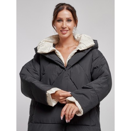 Coat insulated winter female, size 42, black color-12