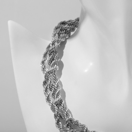 The necklace "chain" pigtail, color silver, 40 cm-1