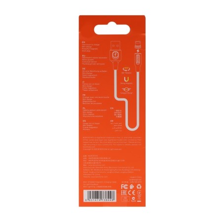 Cable Borofone BX41, Lightning - USB, Magnetic, 2.4 A, 1 m, PVC braid, black-6
