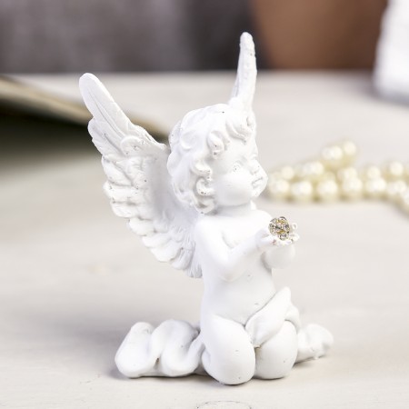 Suvenir Polystone "A Snowthrough Angel with a ball of rhinestones sits" mix 8x6x2.5 cm-2