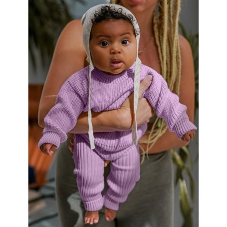 Sweater Knitted Children's Amarobaby Pure Love Buddy, height 80 cm, lilac color-9