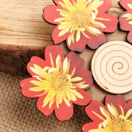 Hot “red-yellow flower” stand, 12x12 cm, wood mix-1
