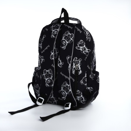 School backpack from textiles with a zipper, 4 pockets, black color-3