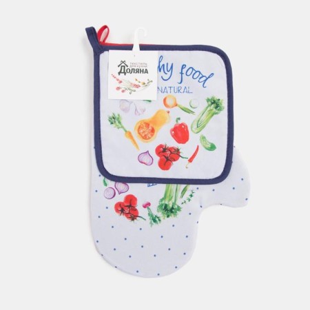 Kit for kitchen "Natural product": mittens-output 20x28 cm, severity 17x17 cm, 35% x/l, 65% p/e-5