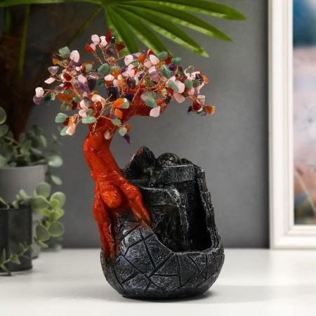 The desktop fountain from the network, backlight "wood with gems and waterfall" 180 stones 26x19x12 cm-2