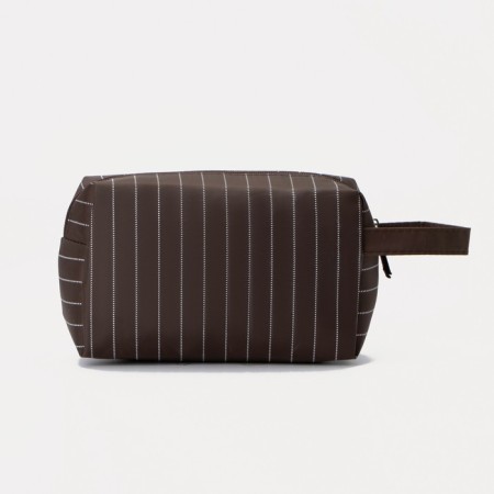 Lightning cosmetic bag, external pocket, brown color-1