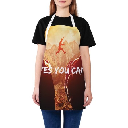 Apron kitchen with a photo print "Yes, you can", adjustable, size OS