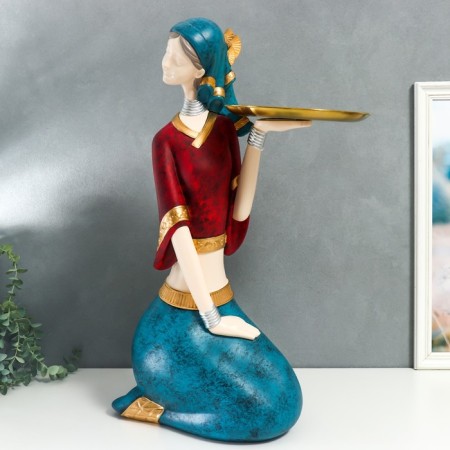Souvenir Polystone stand "Girl in African outfit" d = 23 cm 68x40.5x26 cm-1