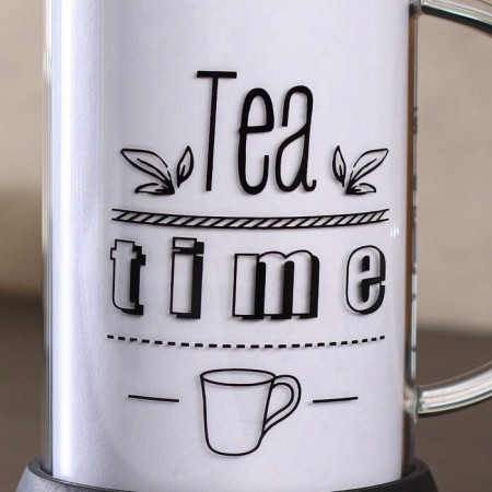 Kelly Kelly press teapot, 600 ml, glass, black color, MIX drawing-3