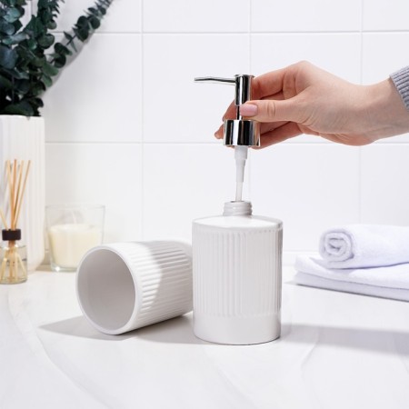 A set of accessories for the bathroom "Lina", 2 items (soap dispenser, glass), white color-4