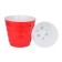 Plastic pot with the Laura tab, the color is red