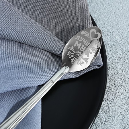 A teaspoon spoon with an engraving "Best husband", on a gift postcard, 3 x 14 cm.-7