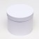 The box is round, white, 25 x 20 cm