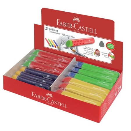 Eraser Faber-Castell Tri, triangular, 83 x 12.6 x 12.3 mm, plastic case, assorted-1