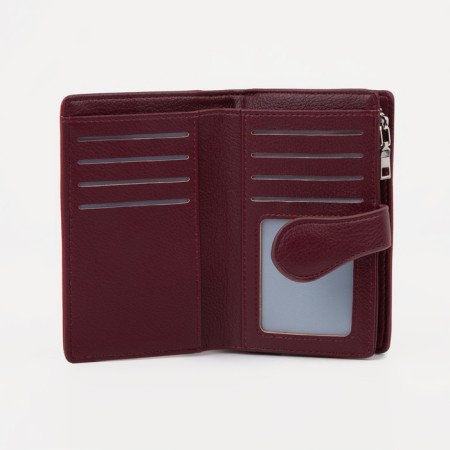 Women's wallet on a magnet, burgundy color-2