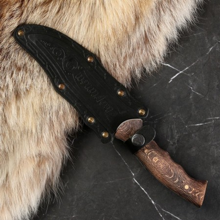 Caucasian knife, tourist "scorpion" with scabbard, steel - 40x13, waxed nut, 14 cm-3