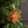 Christmas tree toy "House with a bird", from batteries, glow warm white
