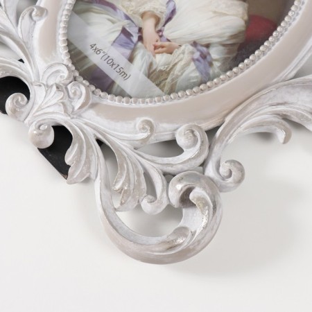 Photo frame Polystone 10x15 cm "Munich" white 27x20x3 cm-2