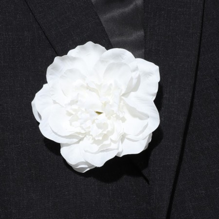 Brooch-stroke textile "flower" peony, white color-1