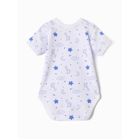 Body baby with a short sleeve "Giraffes", white/blue color, height 62-4