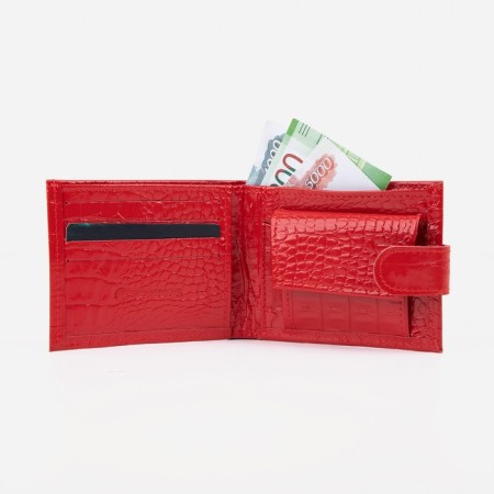 Women's wallet on the Textura button, red color-5