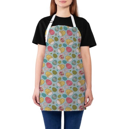 Apron kitchen with a photo print "Flowers on Easter eggs", adjustable, size OS