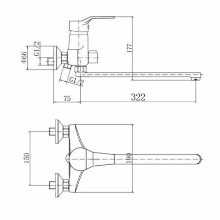Fashun A2263 bath mixer, one -leaf, pour 320 mm, with a shower set, chrome-1