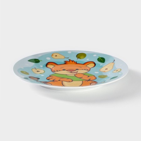 Board ceramic shade "Tigerok with pears", d = 17.5 cm, white color-1
