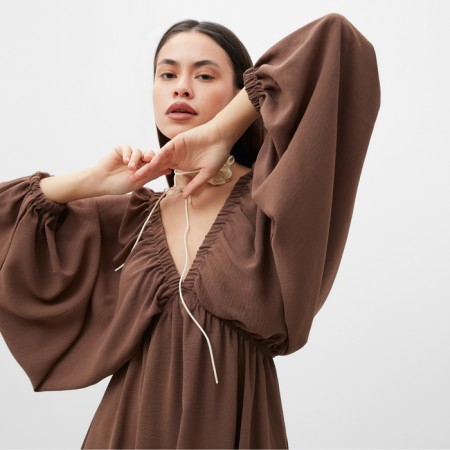 Women's dress MIST with a deep neckline river. 42, brown-3